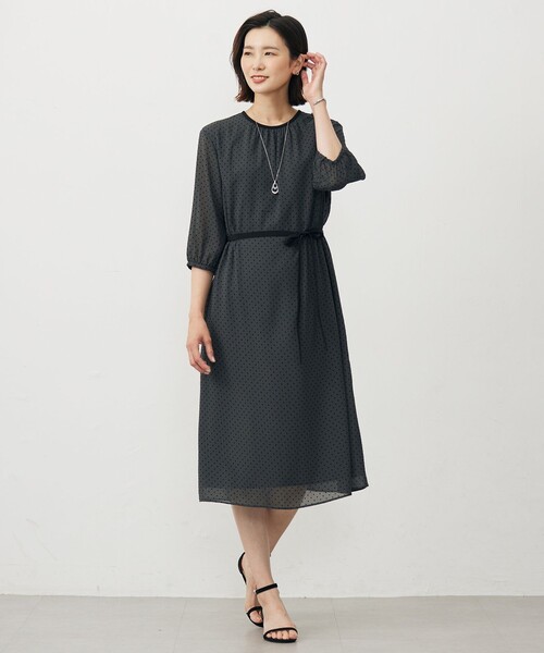 J.PRESS（ジェイプレス）の「【洗える】ドットフロッキープリント ワンピース（ワンピース・レディース・グレー系5/ブラウン系5・11/9）」の5枚目の写真
