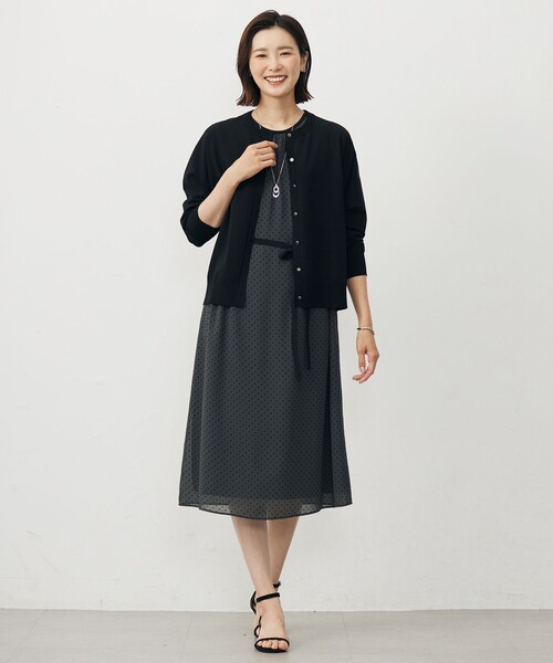 J.PRESS（ジェイプレス）の「【洗える】ドットフロッキープリント ワンピース（ワンピース・レディース・グレー系5/ブラウン系5・11/9）」の6枚目の写真