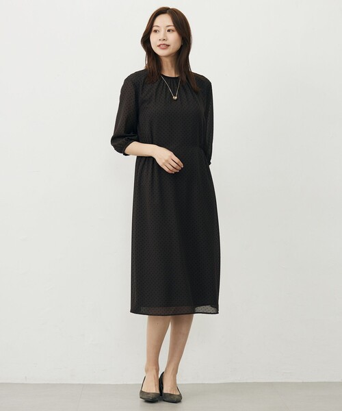 J.PRESS（ジェイプレス）の「【洗える】ドットフロッキープリント ワンピース（ワンピース・レディース・グレー系5/ブラウン系5・11/9）」の7枚目の写真
