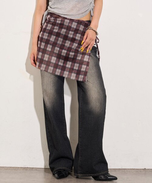 WHO'S WHO gallery（フーズフーギャラリー）の「シアーラップスカート（スカート・レディース・サックスブルー/ブラック/アイボリー/オフホワイト/レッド/ブラウン・FREE）」の6枚目の写真