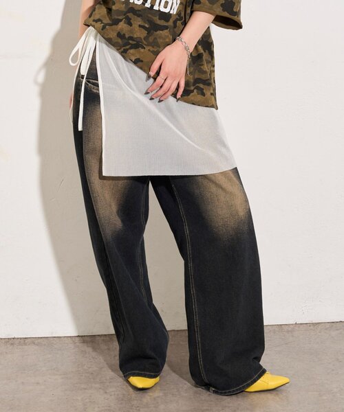 WHO'S WHO gallery（フーズフーギャラリー）の「シアーラップスカート（スカート・レディース・サックスブルー/ブラック/アイボリー/オフホワイト/レッド/ブラウン・FREE）」の2枚目の写真