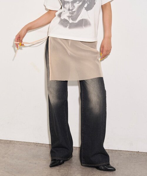 WHO'S WHO gallery（フーズフーギャラリー）の「シアーラップスカート（スカート・レディース・サックスブルー/ブラック/アイボリー/オフホワイト/レッド/ブラウン・FREE）」の3枚目の写真