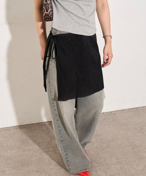 WHO'S WHO gallery（フーズフーギャラリー）の「シアーラップスカート（スカート・レディース・サックスブルー/ブラック/アイボリー/オフホワイト/レッド/ブラウン・FREE）」の4枚目の写真