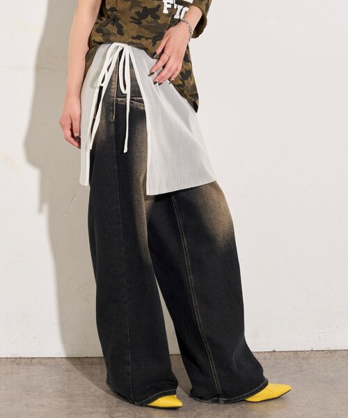 WHO'S WHO gallery（フーズフーギャラリー）の「シアーラップスカート（スカート・レディース・サックスブルー/ブラック/アイボリー/オフホワイト/レッド/ブラウン・FREE）」の22枚目の写真