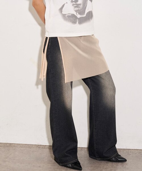 WHO'S WHO gallery（フーズフーギャラリー）の「シアーラップスカート（スカート・レディース・サックスブルー/ブラック/アイボリー/オフホワイト/レッド/ブラウン・FREE）」の14枚目の写真