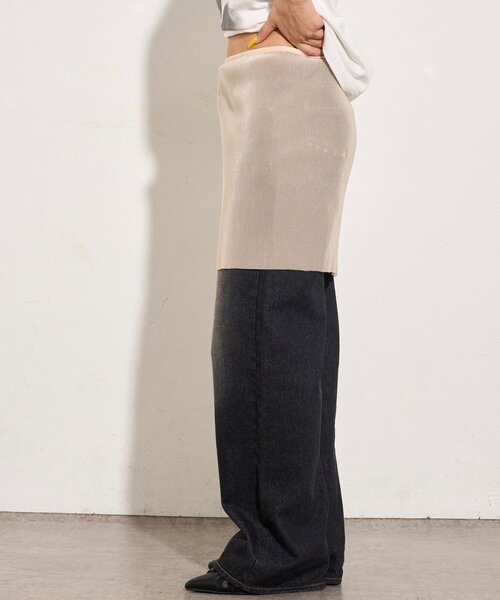 WHO'S WHO gallery（フーズフーギャラリー）の「シアーラップスカート（スカート・レディース・サックスブルー/ブラック/アイボリー/オフホワイト/レッド/ブラウン・FREE）」の16枚目の写真