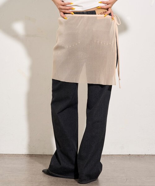 WHO'S WHO gallery（フーズフーギャラリー）の「シアーラップスカート（スカート・レディース・サックスブルー/ブラック/アイボリー/オフホワイト/レッド/ブラウン・FREE）」の17枚目の写真