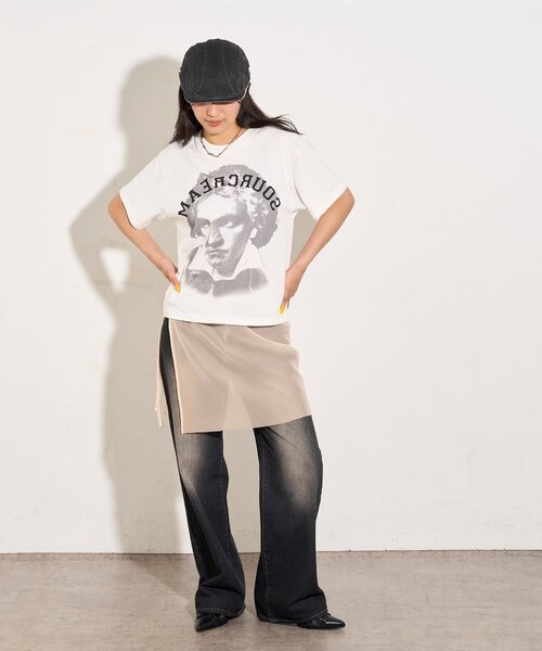 WHO'S WHO gallery（フーズフーギャラリー）の「シアーラップスカート（スカート・レディース・サックスブルー/ブラック/アイボリー/オフホワイト/レッド/ブラウン・FREE）」の8枚目の写真