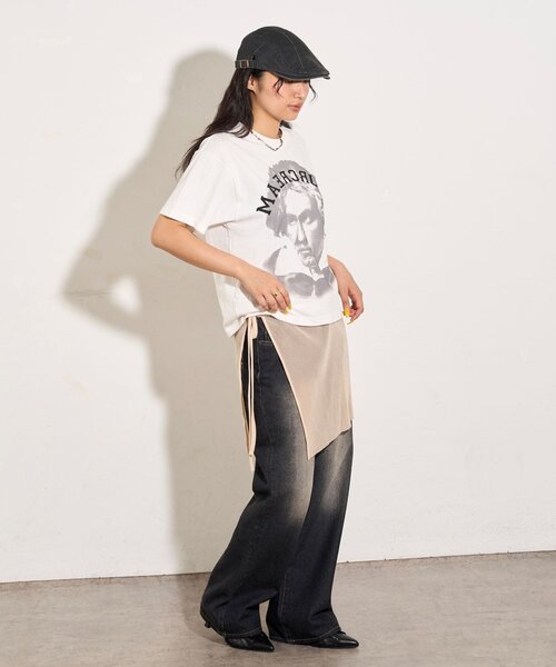 WHO'S WHO gallery（フーズフーギャラリー）の「シアーラップスカート（スカート・レディース・サックスブルー/ブラック/アイボリー/オフホワイト/レッド/ブラウン・FREE）」の9枚目の写真