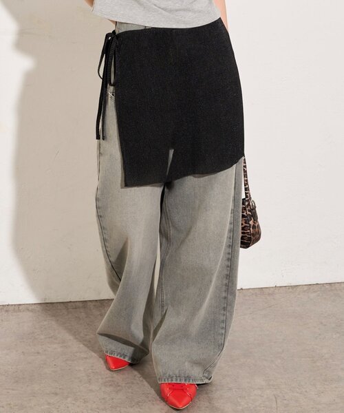 WHO'S WHO gallery（フーズフーギャラリー）の「シアーラップスカート（スカート・レディース・サックスブルー/ブラック/アイボリー/オフホワイト/レッド/ブラウン・FREE）」の10枚目の写真