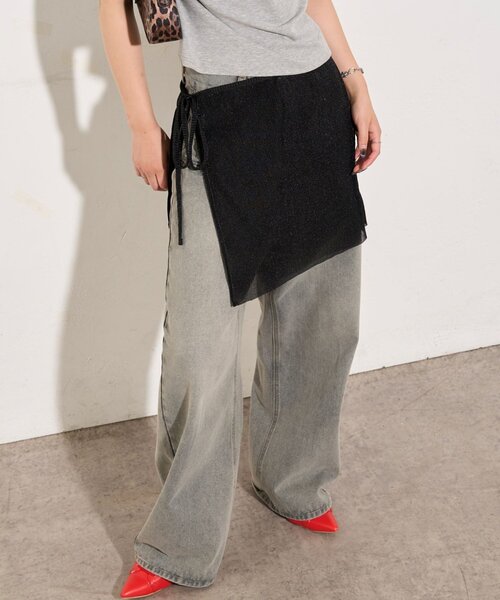 WHO'S WHO gallery（フーズフーギャラリー）の「シアーラップスカート（スカート・レディース・サックスブルー/ブラック/アイボリー/オフホワイト/レッド/ブラウン・FREE）」の11枚目の写真