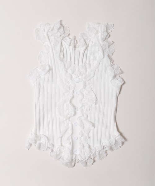 PHILLY(フィリー)の「【PHILLY】フリルレースタンクトップ(タンクトップ・レディース・ホワイト/ブラック・FREE)」の10枚目の写真