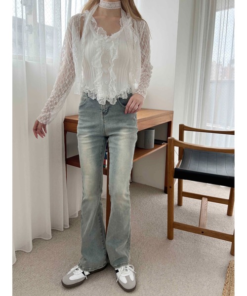 PHILLY(フィリー)の「【PHILLY】フリルレースタンクトップ(タンクトップ・レディース・ホワイト/ブラック・FREE)」の6枚目の写真