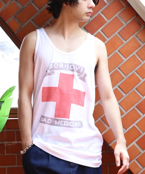 ８(eight)（エイト）の「ボン・ジョヴィ【BONJOVI】タンクトップ（タンクトップ・メンズ・ホワイト・LARGE/MEDIUM）」の2枚目の写真