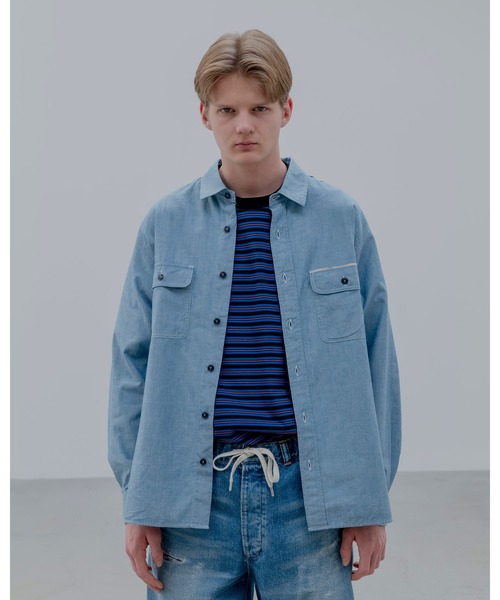 uniform experiment（ユニフォームエクスペリメント）の「WASHED CHAMBRAY SHIRT（シャツ/ブラウス・メンズ・ライトインディゴブルー・3/2/1/4/5）」の7枚目の写真