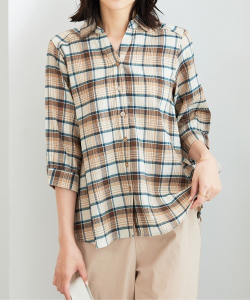 BELLUNA PLUS(ベルーナ)の「スキッパー衿ぽこぽこ素材ブラウス(シャツ/ブラウス・レディース・ホワイト系その他/ブラウン系その他/ブルー・MEDIUM/LARGE/X-LARGE)」の10枚目の写真