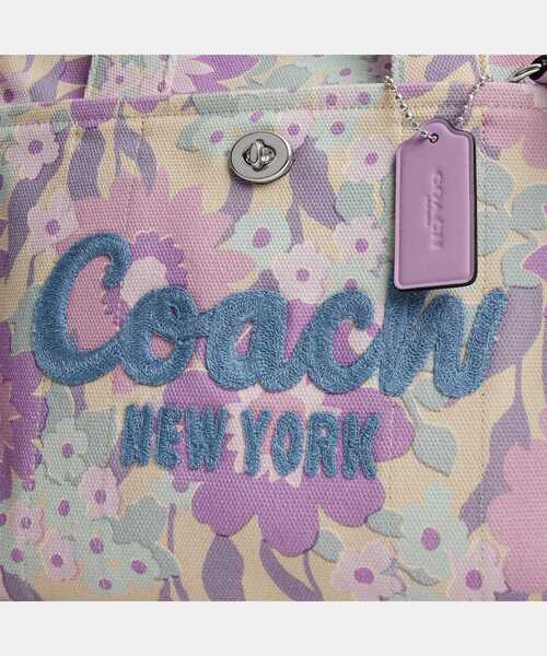Coach○カーゴ トートバッグ フローラル プリント Ivory Purple