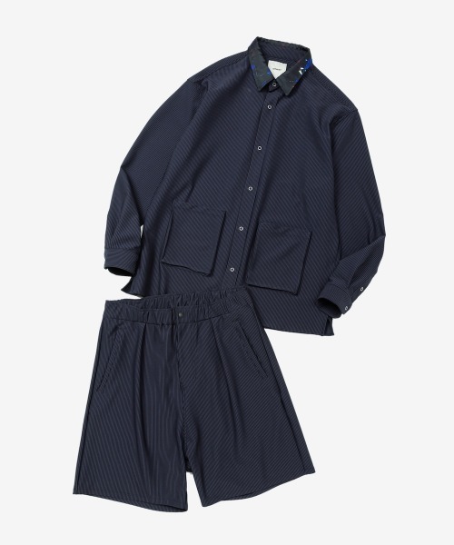 rehacer(レアセル)の「rehacer : SeersuckerBig Tuck Shorts / シアサッカー ビックタックショーツ(その他パンツ・メンズ・ブラック/ネイビー・SMALL/MEDIUM/LARGE)」の3枚目の写真