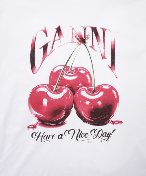 GANNI(ガニー)の「Basic Jersey Cherry Relaxed T-shirt(Tシャツ/カットソー・レディース・ホワイト・S/M/L)」の3枚目の写真