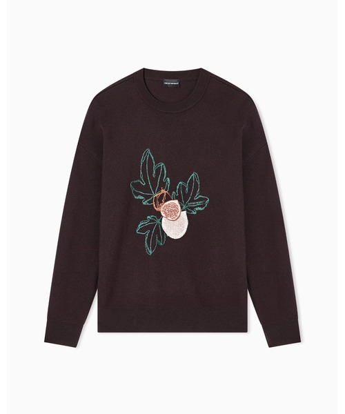 EMPORIO ARMANI（エンポリオアルマーニ）の「【エンポリオ アルマーニ】セーター バージンウール プレーンニット リーフ刺繍（ニット/セーター・メンズ・ダークブラウン・XX-LARGE/X-SMALL/X-LARGE/SMALL/MEDIUM/LARGE）」の5枚目の写真