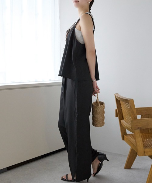 PREFERIR（プレフェリール）の「セットアップ とろみ ワイドパンツ＆キャミソール ２点セット（その他パンツ・レディース・ブラック/ブラウン・MEDIUM/LARGE）」の4枚目の写真
