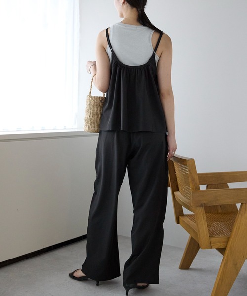 PREFERIR（プレフェリール）の「セットアップ とろみ ワイドパンツ＆キャミソール ２点セット（その他パンツ・レディース・ブラック/ブラウン・MEDIUM/LARGE）」の5枚目の写真