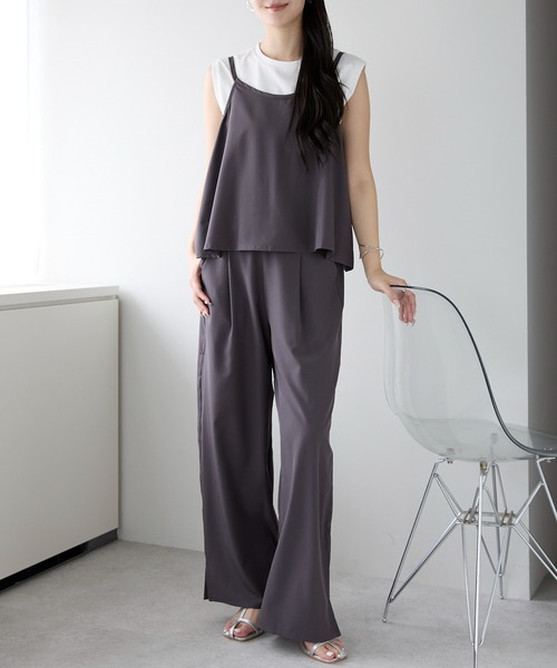 PREFERIR（プレフェリール）の「セットアップ とろみ ワイドパンツ＆キャミソール ２点セット（その他パンツ・レディース・ブラック/ブラウン・MEDIUM/LARGE）」の13枚目の写真