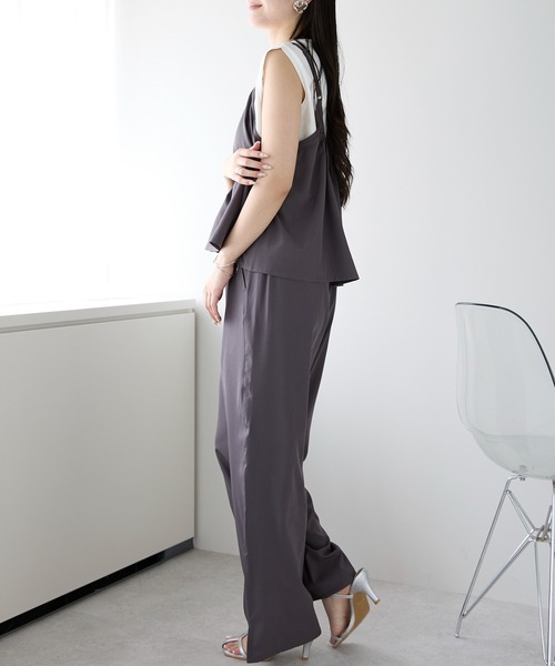 PREFERIR（プレフェリール）の「セットアップ とろみ ワイドパンツ＆キャミソール ２点セット（その他パンツ・レディース・ブラック/ブラウン・MEDIUM/LARGE）」の14枚目の写真