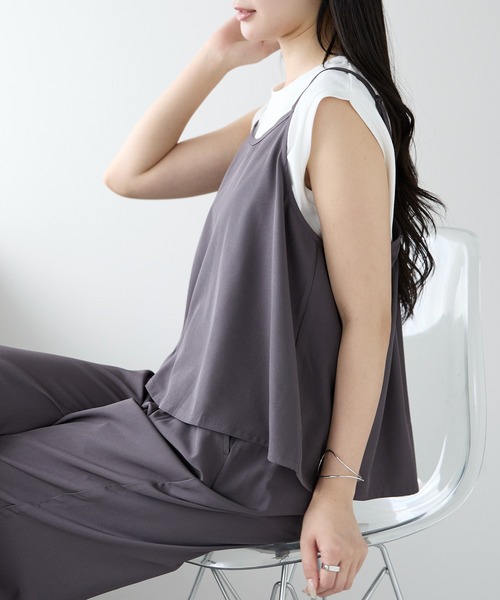 PREFERIR（プレフェリール）の「セットアップ とろみ ワイドパンツ＆キャミソール ２点セット（その他パンツ・レディース・ブラック/ブラウン・MEDIUM/LARGE）」の16枚目の写真