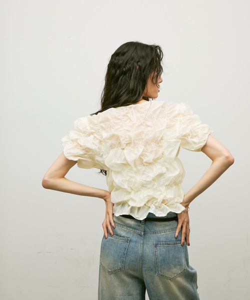 Shirring bubble top / シャーリングバブルトップス（Tシャツ