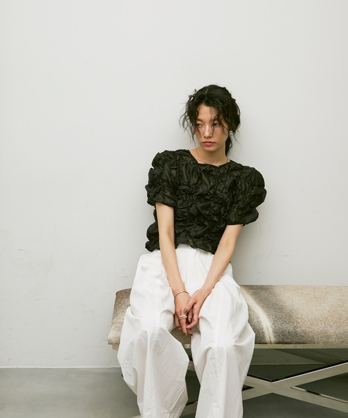 Shirring bubble top / シャーリングバブルトップス（Tシャツ