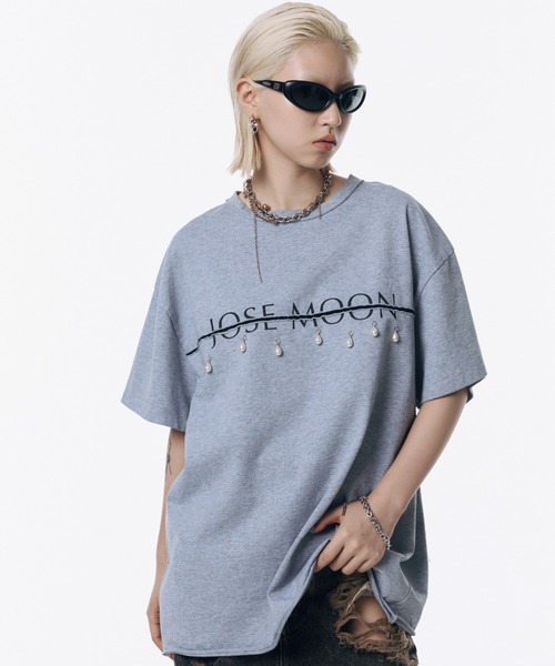 セール】JOSEMOON LOGO OVER TSHIRT with PEARL/ジョゼムーン