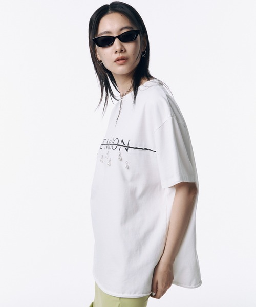セール】JOSEMOON LOGO OVER TSHIRT with PEARL/ジョゼムーン