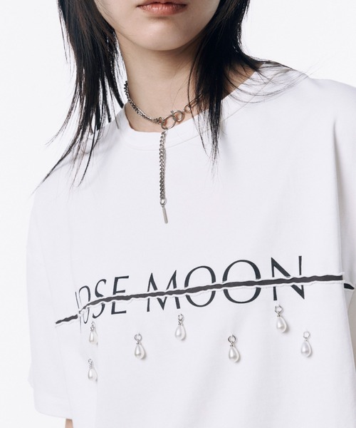 トップス JOSEMOON LOGO OVERT-SHIRT with PEARL JOSEMOON LOGO OVER TSHIRT with PEARL/ジョゼムーンロゴ