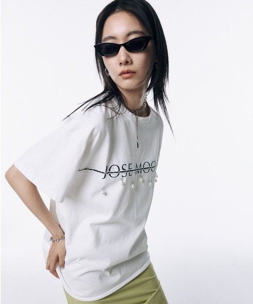JOSEMOON LOGO OVER TSHIRT with PEARL/ジョゼムーンロゴ