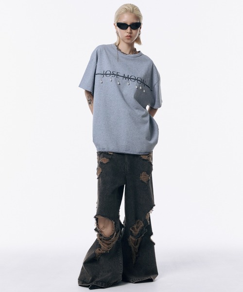 セール】JOSEMOON LOGO OVER TSHIRT with PEARL/ジョゼムーン