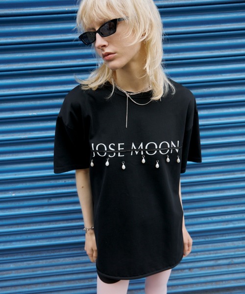 セール】JOSEMOON LOGO OVER TSHIRT with PEARL/ジョゼムーン