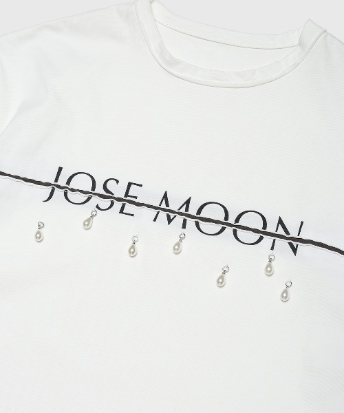 トップス JOSEMOON LOGO OVERT-SHIRT with PEARL JOSEMOON LOGO OVER TSHIRT with PEARL/ジョゼムーンロゴ