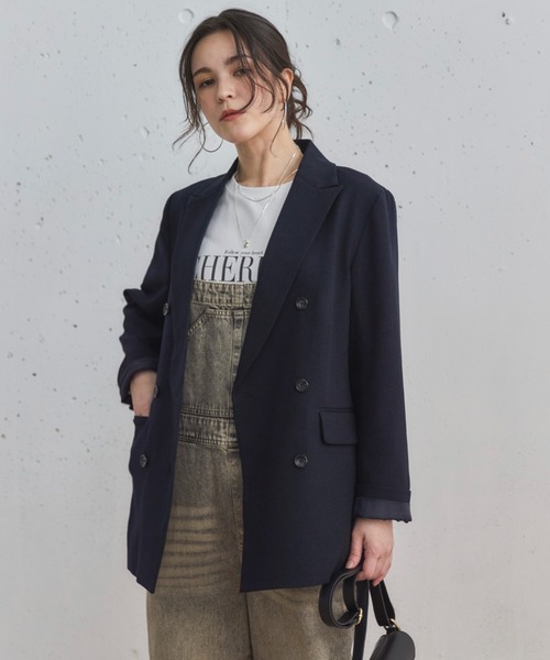 Doux archives（ドゥアルシーヴ）の「ダブルテーラードジャケット（テーラードジャケット・レディース・グレー/チェック/ベージュ/ネイビー・38）」の3枚目の写真