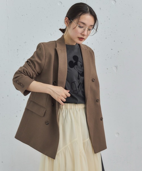 Doux archives（ドゥアルシーヴ）の「ダブルテーラードジャケット（テーラードジャケット・レディース・グレー/チェック/ベージュ/ネイビー・38）」の4枚目の写真