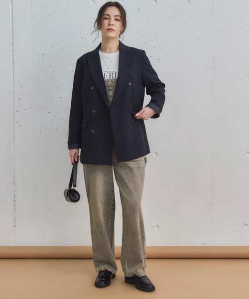 Doux archives（ドゥアルシーヴ）の「ダブルテーラードジャケット（テーラードジャケット・レディース・グレー/チェック/ベージュ/ネイビー・38）」の6枚目の写真