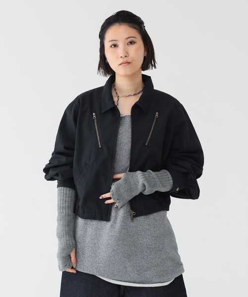 maturely（マチュアリー）の「【1/15再値下げ】maturely / コットン シルク ジッパー ブルゾン（ブルゾン・レディース・ベージュ/ブラック・0/1）」の2枚目の写真