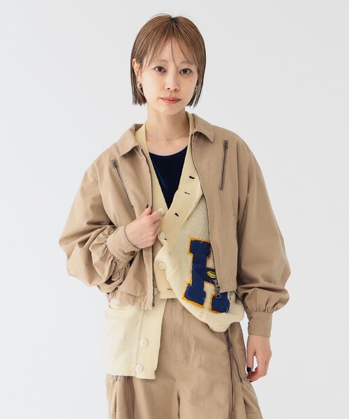 maturely（マチュアリー）の「【1/15再値下げ】maturely / コットン シルク ジッパー ブルゾン（ブルゾン・レディース・ベージュ/ブラック・0/1）」の10枚目の写真