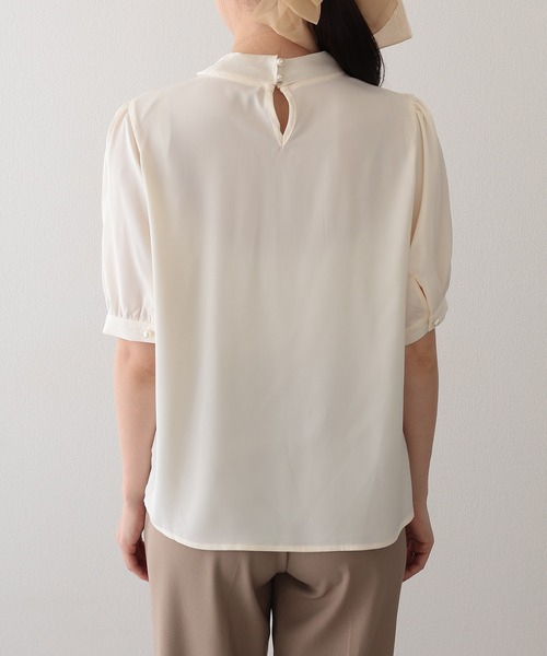 Lace Ladies(レースレディース)の「スタンドカラー ボウタイ リボン パール付き 半袖 ブラウス(シャツ/ブラウス・レディース・ピンク/アイボリー/ホワイト・M)」の15枚目の写真