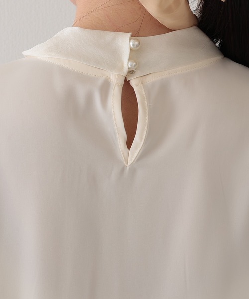 Lace Ladies(レースレディース)の「スタンドカラー ボウタイ リボン パール付き 半袖 ブラウス(シャツ/ブラウス・レディース・ピンク/アイボリー/ホワイト・M)」の17枚目の写真