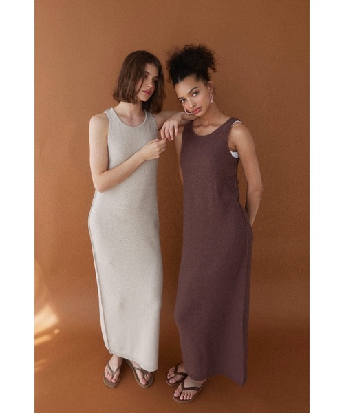 安心の追跡付♪ Dress*フェイクラップペンシルワンピース セール】Cotton Knit Long Dress /ニットロングワンピ