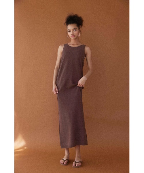ALEXIA STAM（アリシアスタン）の「Cotton Knit Long Dress /ニットロングワンピ（ワンピース・レディース・ブラウン/ベージュ・M/S）」の7枚目の写真