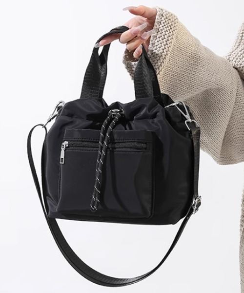 Miniministore(ミニミニストア)の「巾着ショルダーバッグ レディース 小さめ(ショルダーバッグ・レディース・ブラック/ベージュ/ダークグレー・FREE)」の1枚目の写真