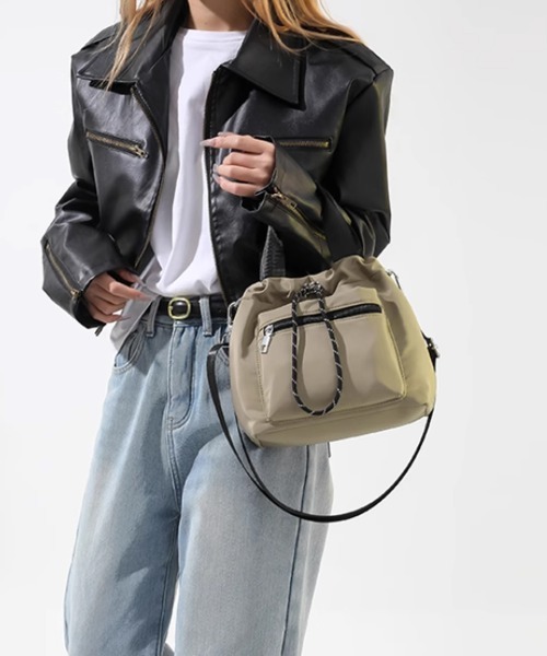 Miniministore(ミニミニストア)の「巾着ショルダーバッグ レディース 小さめ(ショルダーバッグ・レディース・ブラック/ベージュ/ダークグレー・FREE)」の8枚目の写真