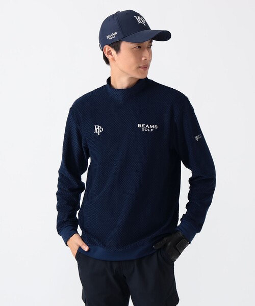 BEAMS GOLF(ビームスゴルフ)の「PURPLE LABEL / スフィダンテ グリッド モックネックシャツ(Tシャツ/カットソー・メンズ・チャコールグレー/ホワイト/ネイビー・S/M/L/XL)」の3枚目の写真